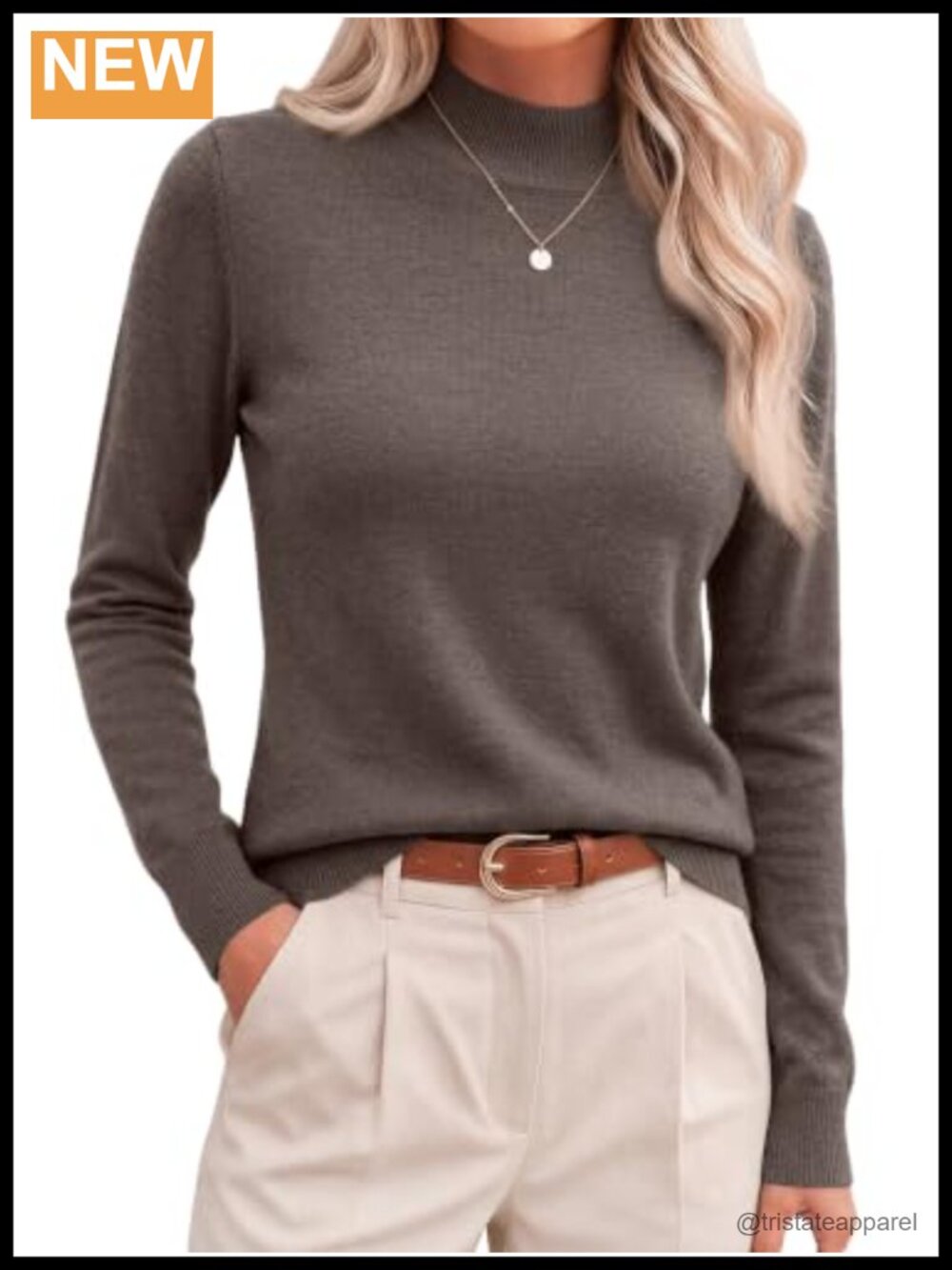 Merino Wool Blend Mock Neck Lightweight Pullover Sweater